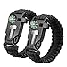 Sahara Sailor 2 Pack Paracord Bracelet Multifunctional Survival Kit with Compass, Flint Fire Starter, Scraper and Whistle for Hiking Camping Emergency More (8 Inch Black)