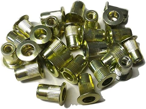 25 pcs 6-32 flat head ribbed body steel rivet nuts LFS-06080R