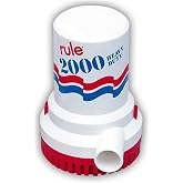 Rule 10-6UL, 2000 GPH Bilge Pump 12V, Submersible, 1-1/8" Discharge | Marine Boat Accessory Anti-Airlock, Reliable Ignition Protection, Easy-Clean Strainer - Rust/Corrosion Resistant