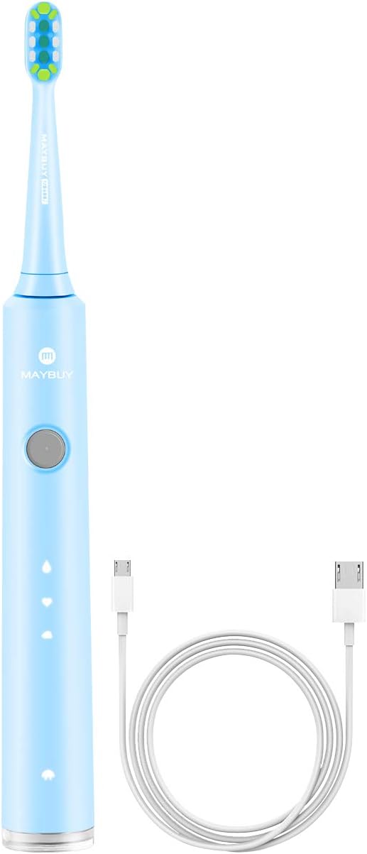Electric Toothbrush, Maybuy MB6002 Sonic Rechargeable Toothbrush with Build in Automatic Timer, 3 Modes, USB Fast Charging Minimun 180 Days Use for Kids Adult, Blue