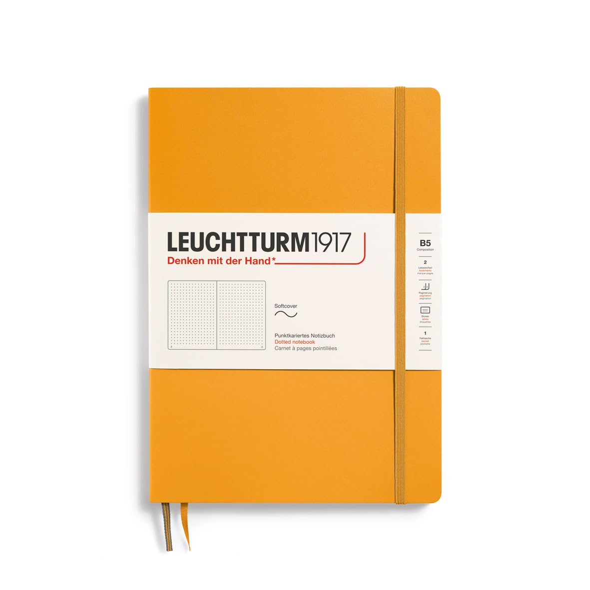 LEUCHTTURM1917 365634 Notebook Composition (B5), Softcover, 123 Numbered Pages, Rising Sun, Dotted