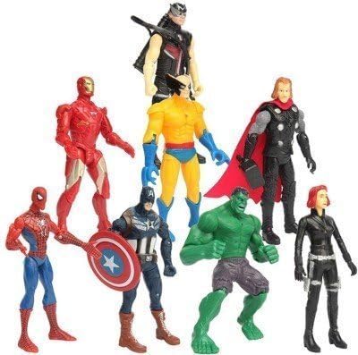 Avenger 8 in 1 Twist and Move Super Heros Action Figure Play Set and Cake Topper by Akrobo