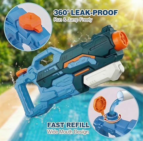 Vivyklfc 1500ml Large Capacity Water Pistol, 4-in-1 Adjustable Nozzle Super Soaker Pump Action Blaster, 8-10 Meters Range Water Gun for Adults & Kids, Outdoor Toy for Summer Pool, Beach & Garden