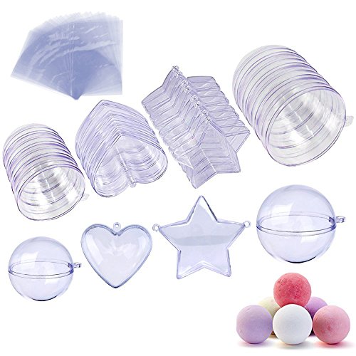 JUSLIN 20 Sets Heart Ball Star Shape DIY Bath Bomb Mold Christmas Decoration, 3 Sizes