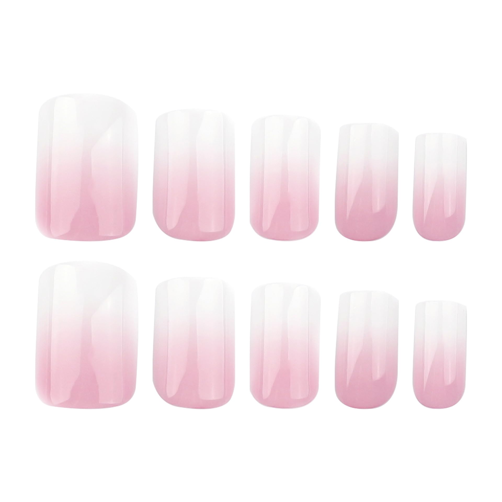 24Pcs Ombre Press on Nails Medium Square Acrylic Fake Nails Pink White Gradation Fake Nails Glossy False Nails Ombre Stick on Nails Full Cover Glue on Nails for Women Girls Nails Decoration - Image 2