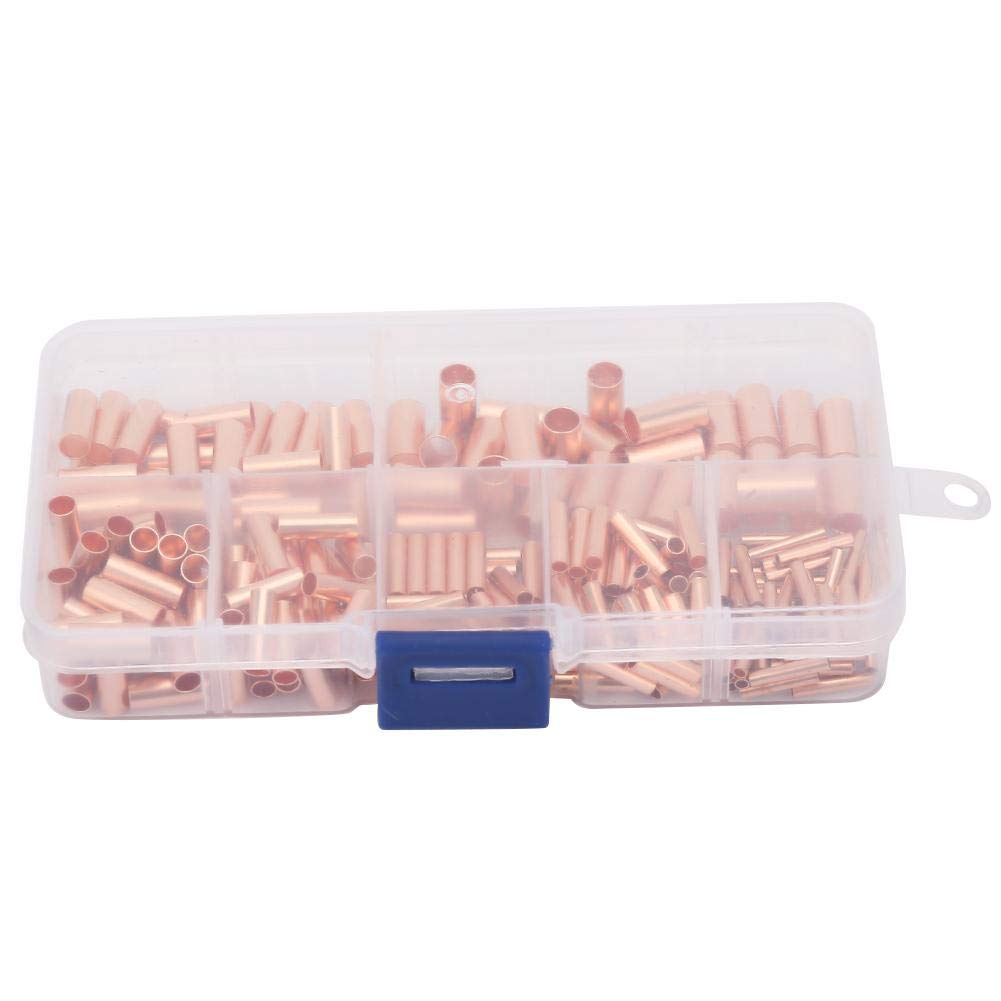 250Pcs Red Copper Connecting Tube GT1-6mm Intermediate Wire Joint Small Copper Tube Connection Connector