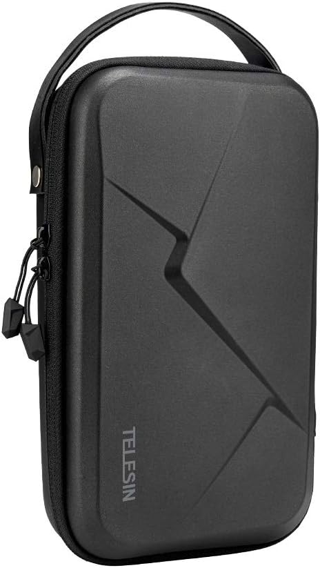 TELESIN Large Carrying Case for GoPro Hero 8 7 6 5 4 3, DJI Osmo Pocket Action, Insta360 One X, More Small Digital Camera, Hard Protective Travel Bag for Selfie Stick, Mount Strap and More Accessories