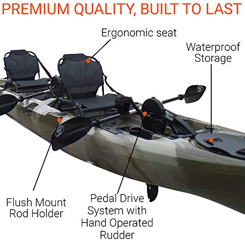 BKC PK14 Angler 14' Tandem SitOnTop Fishing Kayak, PropellerDriven w