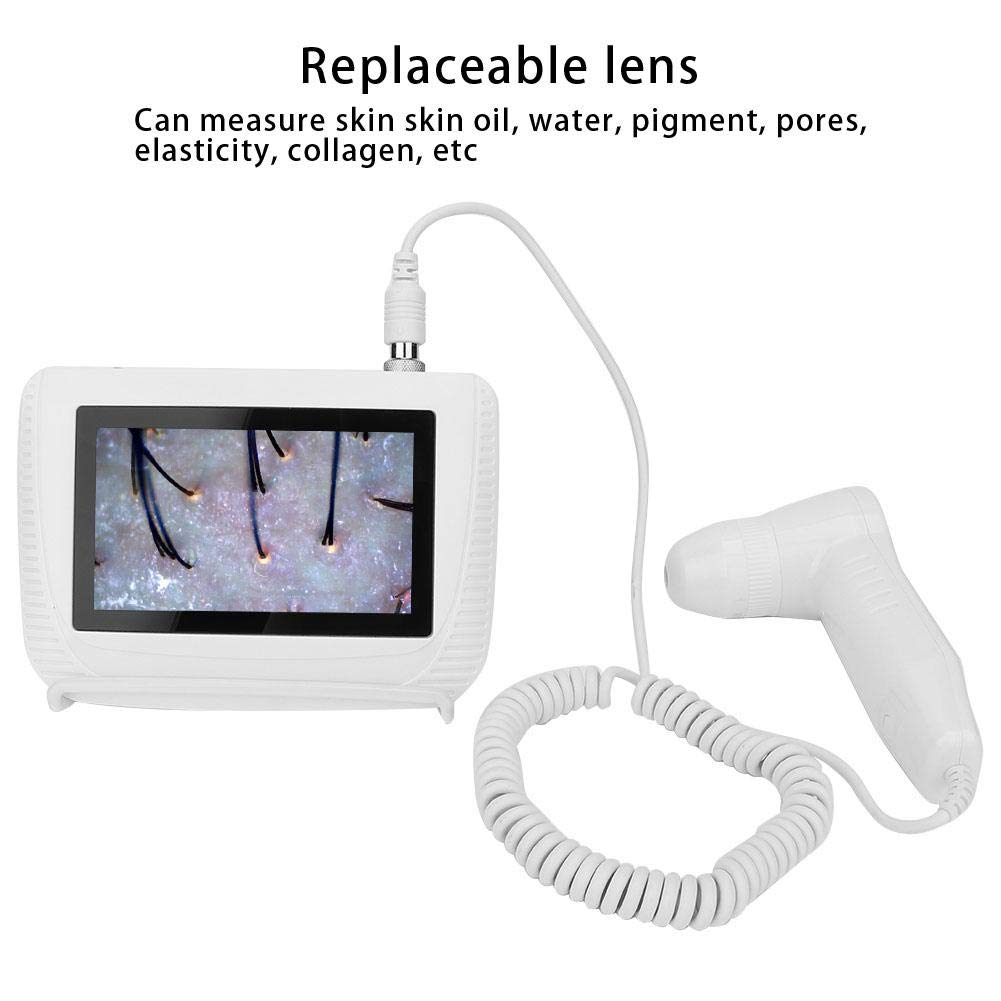 Skin Hair Analyser,5 in 50X/200xLens LCD Digital Microscope Rechargeable Portable Scalp Detector Scanner Professional Scalp Hair Follicle Oil Moisture Magnifying Detector Skin Pigment Tester,US