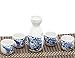 Japanese Sake Set, 5 Pieces Sake Set Hand Painted Retro House Design Porcelain Pottery Traditional Ceramic Cup Craft Wine Glasses(Blue)