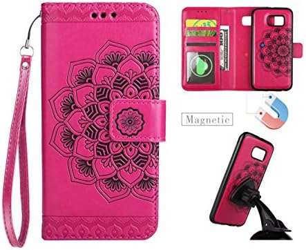Galaxy S7 Case, Awinning [Wrist strap] Superior quality PU leather Magnetic Flip with 3 Card Slots detachable wallet Case Cover for Samsung Galaxy S7 (Rose)