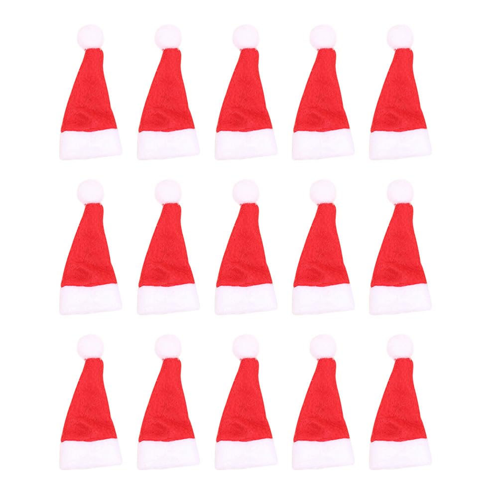 Mini Christmas Hat Christmas Accessories Wine Bottle Cover: 70 Pieces Santa Hat Topper Cover Felt Santa Hat Cutlery Holder Doll Bottles Clothing Packaging Christmas Decoration Table Decoration