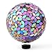 Lily's Home Colorful Mosaic Glass Gazing Ball, Designed with a Stunning Holographic Petal Mosaic Pattern to Bring Color to Any Home and Garden, Silver & Purple (10 Inches Dia.)