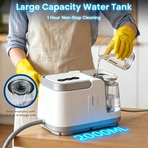Portable Steam Cleaner 1500W 4 Bar High Pressure Steam Cleaner, Instant Heating 10S, 2L Tank, Cable 4.7 m, Steam Cleaner Hand Steam Cleaner for Kitchen, Car, Floor