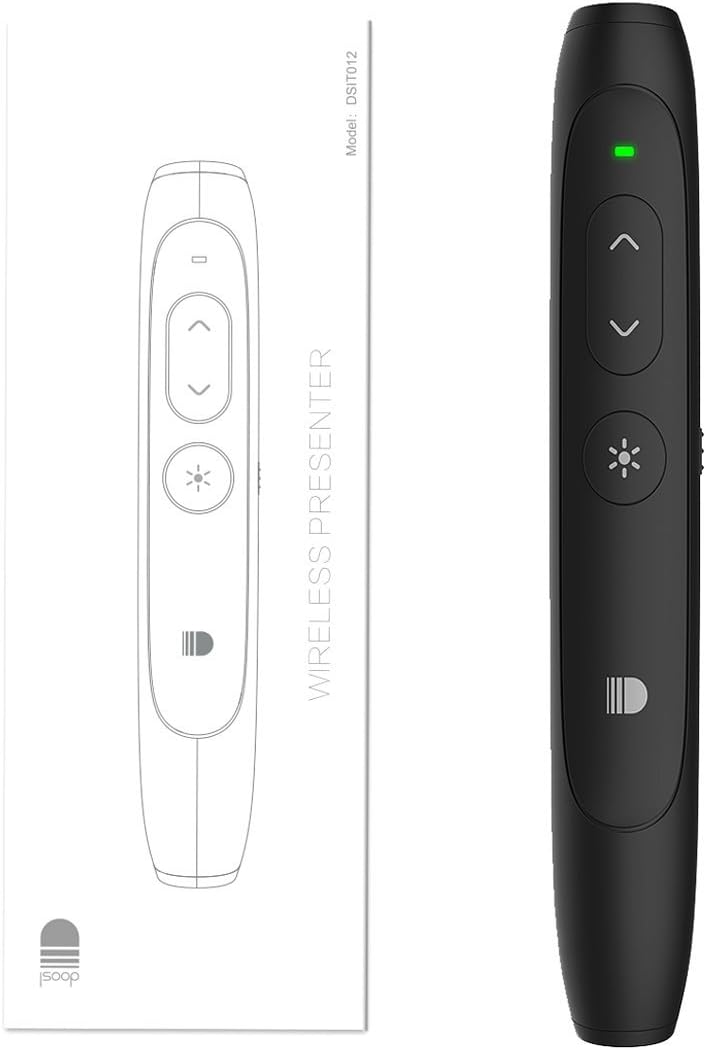 Presentation Remote 2.4GHz Wireless Presenter - USB Control Powerpoint Clicker Presentation with Black Screen Function (Black)