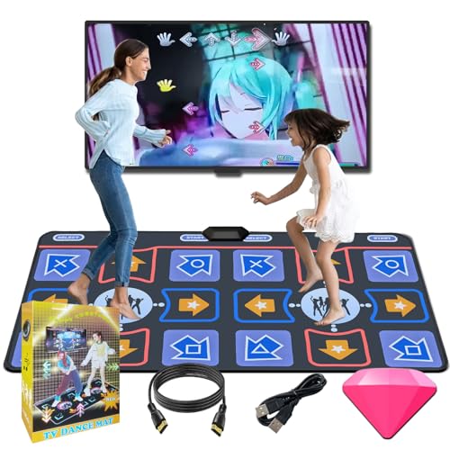 Damcoola Dance Mat for Kids and Adults, Double User TV Dancing Mat, Soft Flannel Dance Mat for Exercise and Games, Plug & Play Family Games, Gifts for Girls and Boys