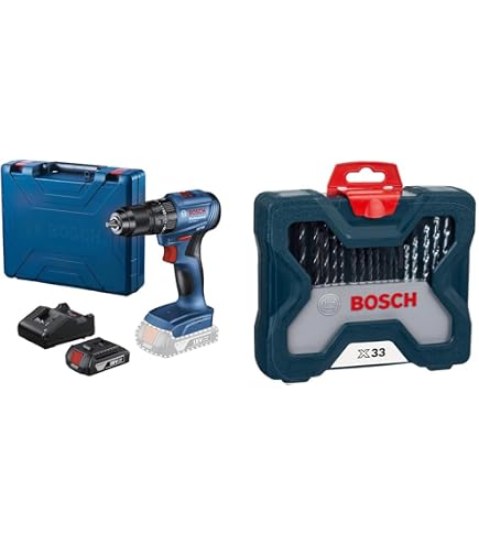 Kit Bosch GSB185LI-1B 18V Completo Com 33 Peças X-Line - Furadeira E Parafusadeira