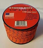 Atwood Rope 1/16 Microcord 100' Spool, Mosquito Cord, 2mm Paracord-Orange/Black