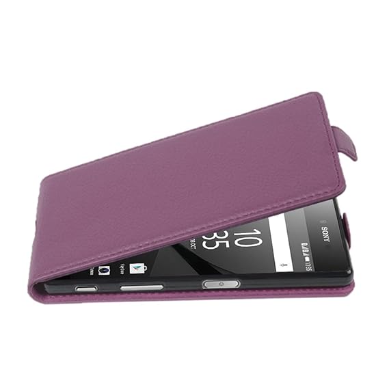 Cadorabo Hülle für Sony Xperia Z5 COMPACT - Hülle in Bordeaux LILA – Handyhülle aus Strukturiertem Kunstleder im Flip Design - Case Cover Schutzhülle Etui Tasche