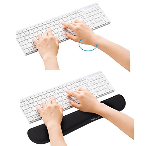 ELZO Wrist Rest Support for Keyboard & Mouse Pad Combo with Comfortable Memory Foam Padding, Nonsilp Rubber Base and Ergonomic Design for PC Computer Laptop Mac (2 Pack)
