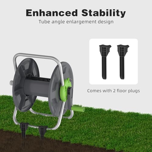 Garden Water Hose Reel Cart, Holds 65-100 Ft of 5/8 Inch, Wall Mounted Garden Hose Cart, Portable Hose Holder for Convenient Hose Storage and Watering