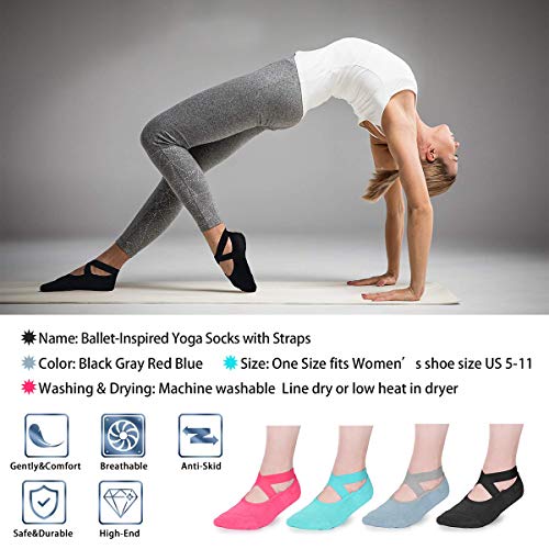 image for JONYJ Yoga Socks for Women Non-slip Socks with Grips Ideal for Pilates