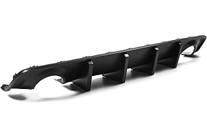 IKON MOTORSPORTS Rear Diffuser Compatible with 2020-2023 Dodge Charger Widebody, IKON Style Rear Bumper Lip with 4 Fins Matte Black PP