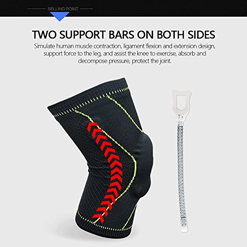 HipStone Knee Brace Support Compression Sleeves, Stabilizers & Patella Gel Pads for Arthritis, ACL, Running, Pain Relief, Injury Recovery, Basketball and More Sports-Single