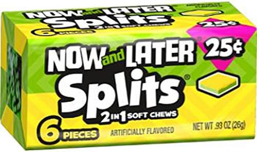 Now & Later Splits 2 In 1 Soft Chew Lemon Lime 24 / 6 Pcs Bars 0.93 Oz Each