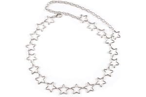 RFTWXHPN Star Waist Chain Belt for Women: Silver Alloy, Y2K Body Chains for Dresses, Jeans, Bikini; Small, 29.5 Inch