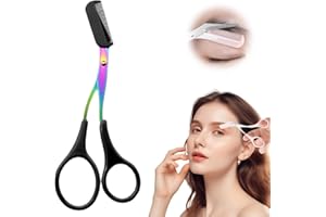 MUCPAD Eyebrow Trimmer Scissor,2025 Eyebrow Trimmer for Women,2 in 1 Eyebrow Scissors with Comb,Stainless Steel Eye Brow Shaper Trimming Scissors,Beauty Accessories (Black-1PC)