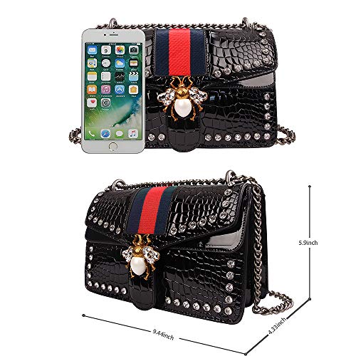 Beatfull Designer Shoulder Bag for Women, Fashion Bee Crossbody Bag Handbags with Chain (bluewhite) - Thumbnail 5