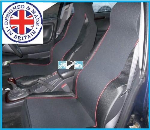 NISSAN JUKE (2010 on) BLACK AND RED TRIM FRONT PAIR CLOTH SEAT COVERS SET
