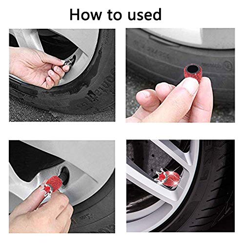 Valve Stem Caps, 4 Pack Handmade Crystal Rhinestone Universal Car Tire Valve Caps Chrome,Attractive Dustproof Bling Car Accessories - Red Diamond Crown