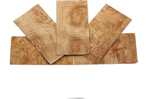 HUATOOL Mapel burl veneer Guitar Head Veneer Shell Sheet Headplate Replacement guitar Accessories DIY Guitar making material 200 * 90 * 0.5mm 5PCS