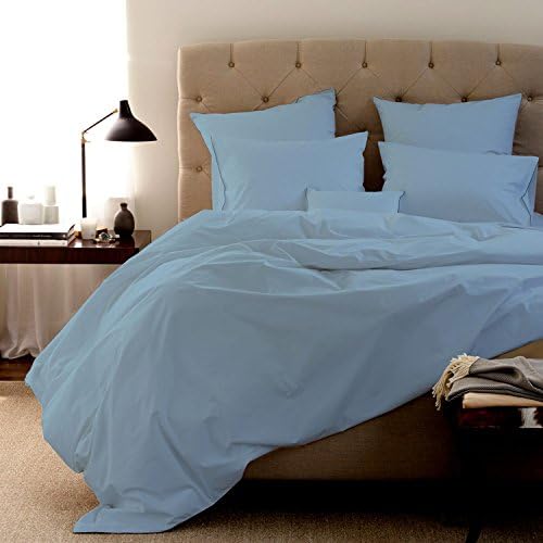 FINE LECHO Soft Egyptian Cotton Luxury Hotel Quality 3-Piece Duvet Cover Set (Zipper Closure &amp; Corner Ties) with 1-Piece Flat Sheet 800 Thead Count Modern Style Set (King, Sky Blue)