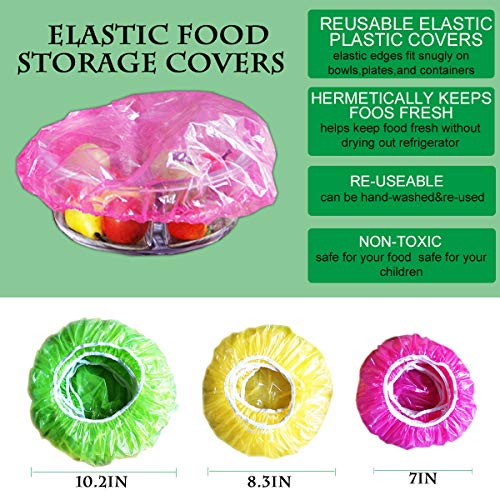 60 Pcs Elastic Food Storage Covers Reusable Bowl Covers Plastic Covers for Outdoor Picnic 3 Different sizes (60)