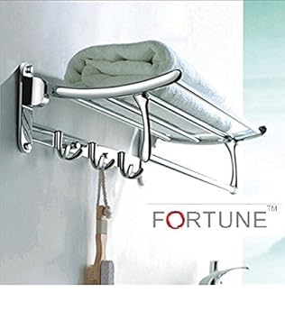 Fortune Platinum Stainless Steel Folding Towel Rack 1.5 feet Long with Chrome Finish for Bathroom