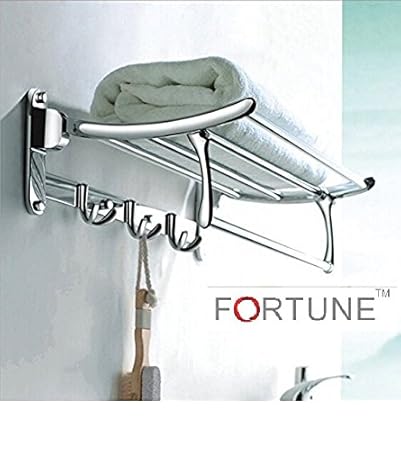 Fortune Platinum Stainless Steel Folding Towel Rack 1.5 feet Long with Chrome Finish for Bathroom