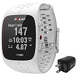 Polar M430 Advanced Running GPS Watch with Wrist-Based Heart Rate Monitor and Wearable4U Wall Charging Adapter Bundle (White)