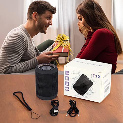MAWODE Bluetooth Speakers, T10 Waterproof Speaker, 8 Hr Playtime Portable Speaker, Small, Lightweight, Mini, Wireless, Shower Speaker, Aux & TF Card Support (Black)