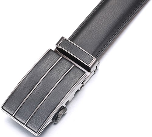 Marino Men's Genuine Leather Ratchet Dress Belt with Automatic Buckle, Enclosed in an Elegant Gift Box - Black - Style 145 - Custom: Up to 44" Waist