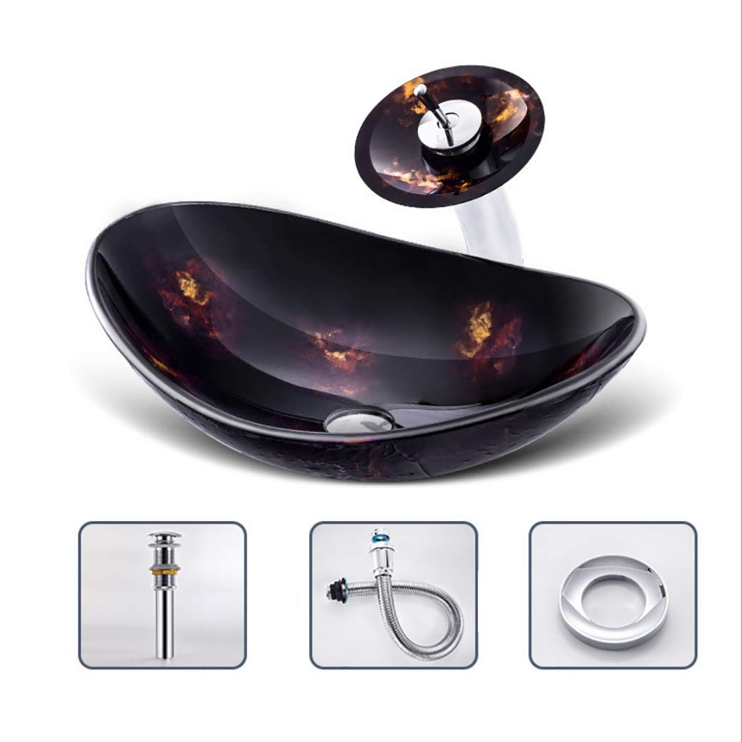Bathroom Sink Artistic Tempered Glass Vessel Sink Above Counter