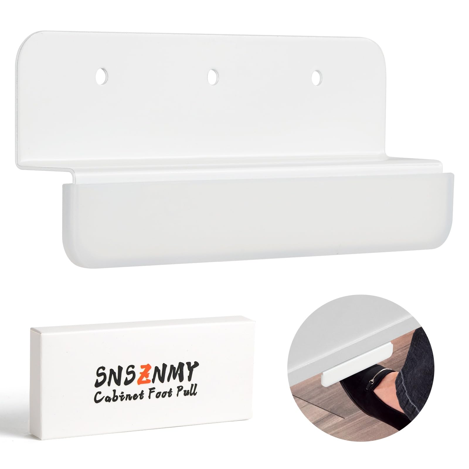 Photo 1 of SNSZNMY Foot Pull for Trash Cabinet Drawer, Under Cabinet Foot Pull with Adhesive and Screws, Hands Free Door Opener Tool for Kitchens, Laundry Rooms etc (White)