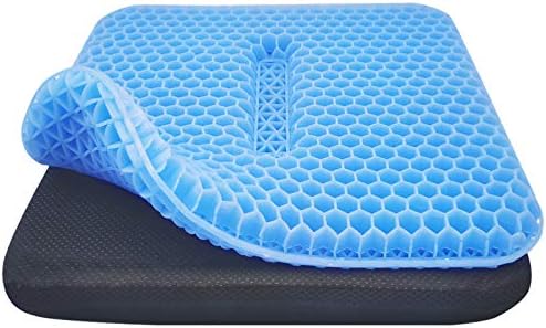Ramzyh 正規販売48x43x4 5cm 両面使用できる 特大特厚 ゲルクッション 大きめサイズ 無重力 クッション で2つの座り心地 長時間 疲れない 座り心地抜群 座布団 オフィス 超通気 蒸れない ハニカム 高反発 通気性 椅子 車 人気 シートクッション 卵が割れないクッション 重