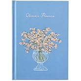 Monolike Olivia's Flowers Hardcover Lined Notebook, Blue - Hardcover, Academic, Journal, Diary, 112pages