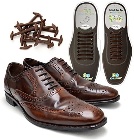 Koollaces No Tie Elastic Slip on Dress Shoelaces, Silicone Shoelaces Patented Anchor Type(10Pcs/16Pcs) (16Pcs(Brown))