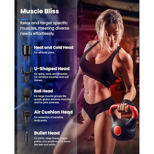 BOB AND BRAD Massage Gun with Heat Cold Thrapy, T2 Pro Massage Gun Deep Tissue Upgraded 4000mAh Battery, Percussion Muscle Massager for Athletes Recovery Pain Relief, Gifts for Men Women