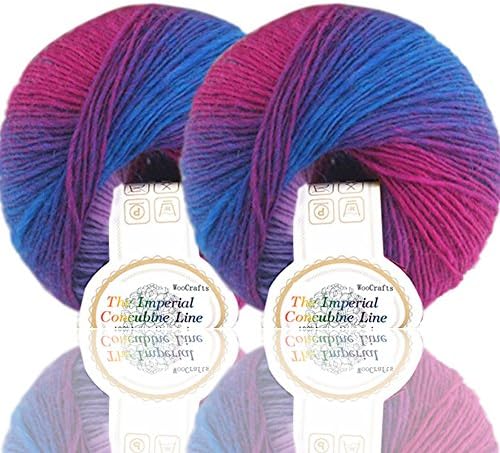 Gradient Rainbow Soft Wool Yarn Self-striping Yarn Ball for Crochet Knit,Color Lavender (2 Skeins)