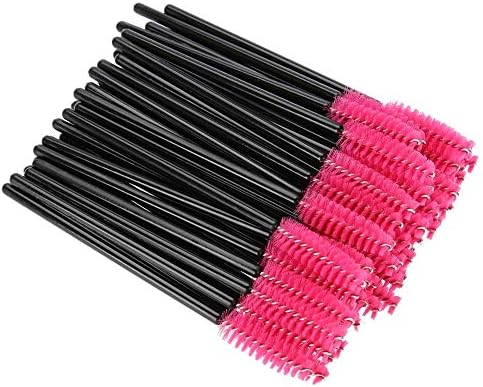 Eyelash Brush 50Pcs Disposable Eyelash Brush Makeup Mascara Wands Curel Extension Applicator Tools Pink (Color : Rose Red)